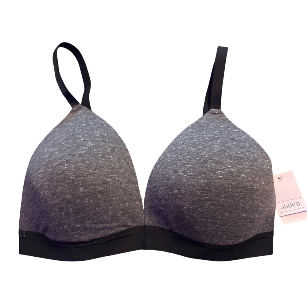 NEW Auden Gray Black Lightly Lined Wirefree T-Shirt Bra Full Figure 38D